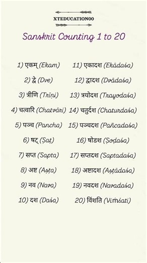 संस्‍कृत में गिनती 1 से 20 तक | Sanskrit Counting 1 to 20 | Learn Sanskrit Numbers for Kids |