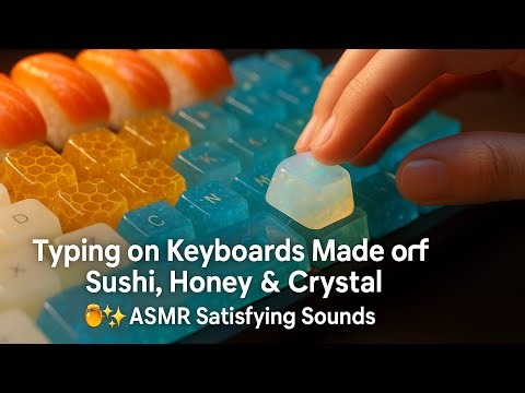“Typing on Keyboards Made of Sushi, Honey & Crystal 🍯✨ ASMR Satisfying Sounds”