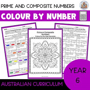 Prime and Composite Numbers Worksheets 6th Grade Color by Number Printable