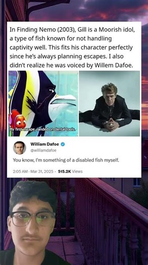 In Finding Nemo (2003), Gill is a Moorish idol, a type of fish known for not handling captivity well