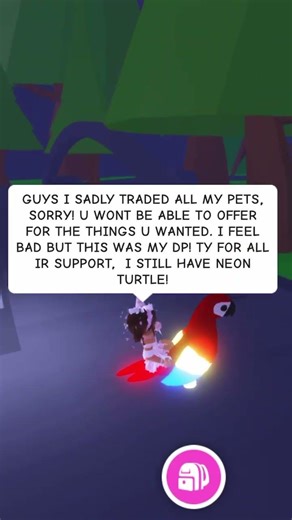 TY FOR SUPPORTING! GOTMMY DP AND GIVEAWAY IS CLOSE BY… #pets #adoptme #roblox # parrot #subscribe