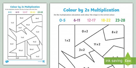 Colour by 2s Multiplication Activity Worksheet