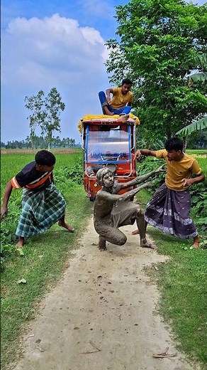 Four people, one statue.
