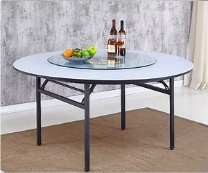 [Hot Item] Wholesale Custom Simple Portable Hotel Foldable 12 Person Round Table with Round Turntable