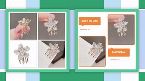 Crystal Rhinestone Claw Hair Clips 3-Pack Vintage Flower Claws Non-Slip Flower Barrettes Hair Pins Accessories for Women Girls Thick Thin Hair