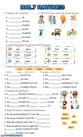 Daily Routines online worksheet
