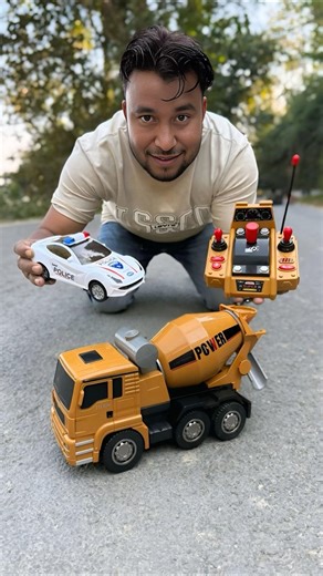 Ekta Police Car vs Remote Control Cement Mixer Truck Unboxing