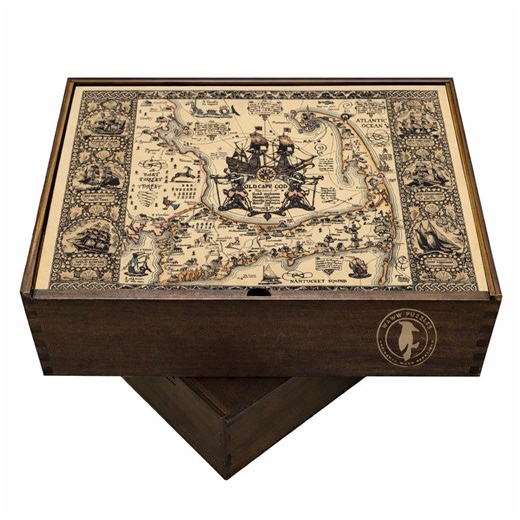 Map of Old Cape Cod Wooden Jigsaw Puzzle - Nautical History, Massachusetts 1930s Pictorial Art - Etsy