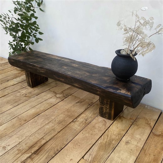 Reclaimed Oak Beam Console Table: Rustic Farmhouse Bench, Wabi Sabi Style - Etsy