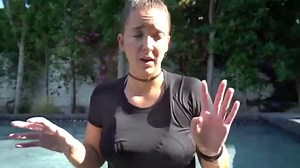 Dogs  training in swimming pool.