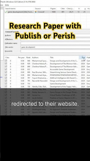 Publish or Perish for Researching Journals/Papers