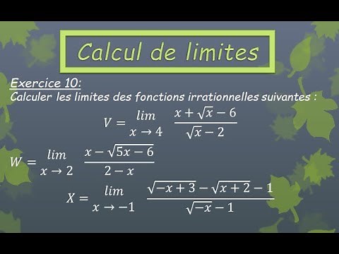 Exercice 10: limites de fonctions irrationnelles à l'infini - Forme indéterminée ( 0/0 ).