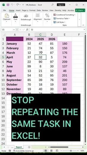 Excel Shortcut: Repeat Last Action (F4) #shorts