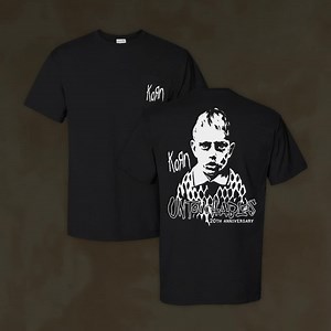 Tomorrow marks 20 years of #Untouchables. We’re celebrating the album early with the launch of our 20th anniversary collection – available now at kornwebstore.com We’ll be resharing your #Untouchables20 memories this weekend, so be sure to use the hashtag and tag us in all of your art, merch, and throwback posts to commemorate. Let’s see what you got. | Korn