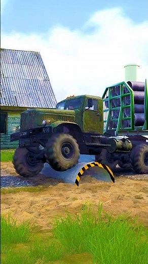 Spintires: Mudrunner.A large car drives through a difficult road. Gameplay /ep236