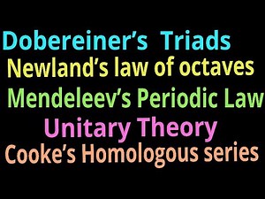 Dobereiner's Triads , Newland's law of octaves , Mendeleev's periodic table and its significance .