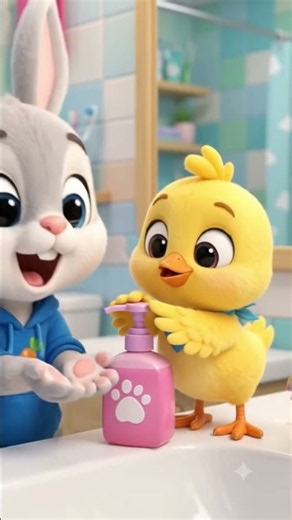 🧼 Wash Your Hands! 🐰🐥 | Clean Hands Mission | HopperAndChirpy #Shorts #hopperandchirpy