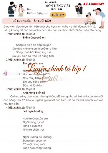 Nghe viết chính tả lớp 1: Bài luyện mỗi tối dễ nhớ