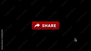 Animation of a mouse cursor hitting Rounded Share icon computer on black background