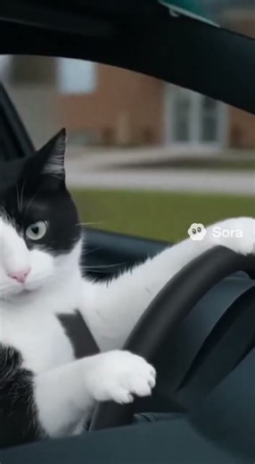 Cat drives into a police station 2 #aislop #sora2