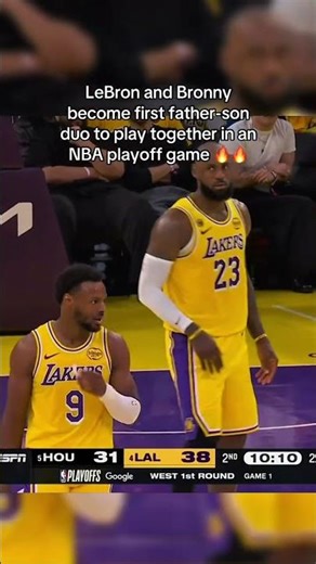LeBron and Bronny first father-son duo play together in NBA playoffs #nba #lebron #bronny #lakers