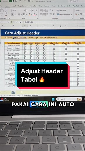 Tips Merapikan Header Tabel di Excel Secara Otomatis