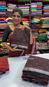 ✨ Mirchi linen cotton saree rs.1199 ✨ what’s app - 9345630672 ✨ruffletrends.com, search - Mirchi @ruffle_trends @rumisilks #kanchivaramsilk #silksarees #silk #sareesusa #salwarsuits | Ruffle Trends