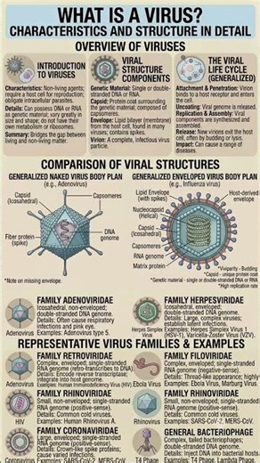 characteristic and structure of viruses New Biology One page notes for quick and easy learning