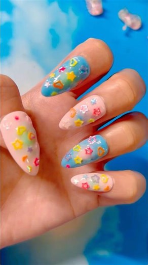 Pastel Star Heart Nails ⭐💖#KawaiiNails #PastelNails #CuteDesign #3DNails #Shorts