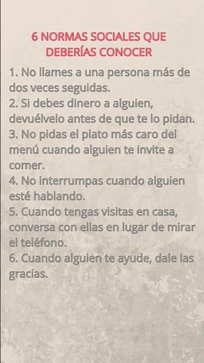 6 NORMAS SOCIALES QUE DEBERÍAS CONOCER
