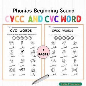 CVCC und CVC Words Phonics Arbeitsblätter: Printable (PDF) - Etsy.de