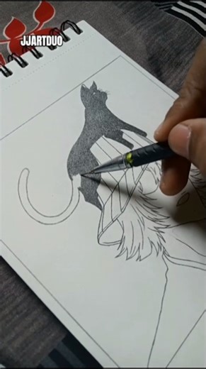 Yoruichi Cat Form Shading ✏️🐱 | Bleach Drawing | #shorts #drawing #bleach #jjartduo