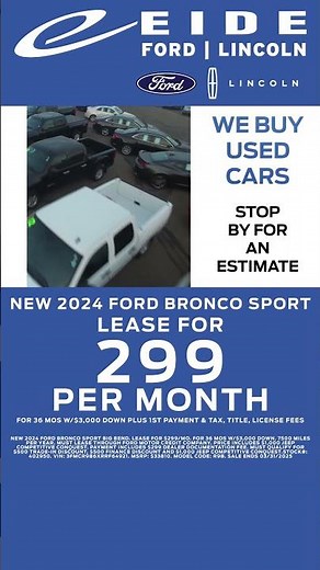 $299 Lease Special 2024 Ford Bronco Sport-Eide Ford Bismarck Car Dealership | Ford Dealership