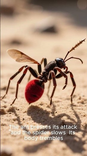 Velvet Ant vs Wolf Spider – Desert Duel of Venom! #insectbattle #bugbattle #shorts