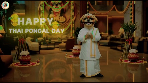 Joyful Wishes for Thai Pongal from Tenzi the Pawfessor