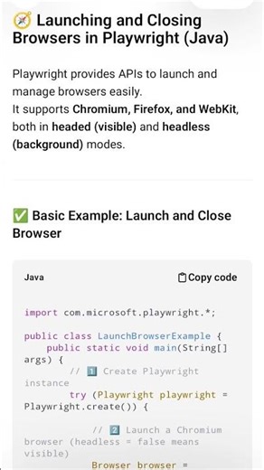 Launching and Closing Browsers in Playwright #shorts