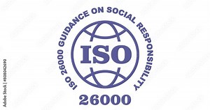 ISO 26000 certified animated stamp, guidance on social responsibility standard, transparent background footage