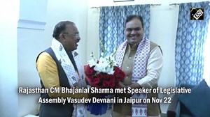 Rajasthan CM Bhajanlal Sharma meets Legislative Assembly’s Speaker Vasudev Devnani in Jaipur