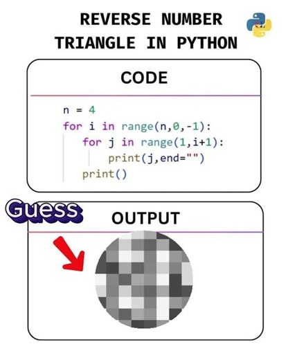 😱 Can You Guess the Output? Reverse Number Triangle in Python 🐍