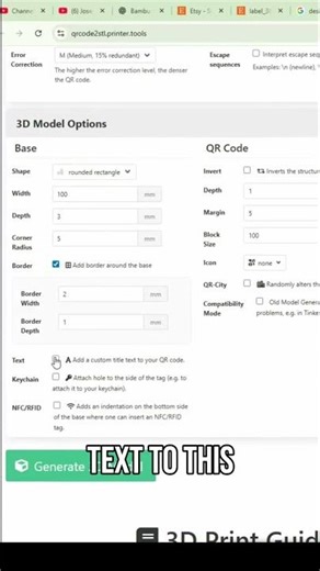 Easy QR Code for 3D Printing using QRCode2STL #3dprintingtips #3dprints #3dprinting