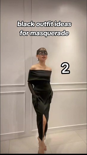 Replying to @remeihsnat black outfit ideas! 🖤 #blackoutfit #masqueradedress #blackdress #blackoutfitideas #fyp