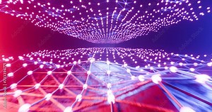 abstract loop futuristic technology geometrical background, with lines and dots, cyberpunk style, Retro wave 80s background. Retro style. Futuristic concept. 3d animation of a seamless loop