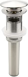 Brushed Nickel Pop Up Sink Drain with Overflow, Bathroom Faucet Vessel Sink Drain Stopper