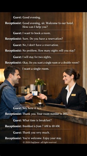 English Conversation at Hotel Reception | Spoken English Practice | EngQuest