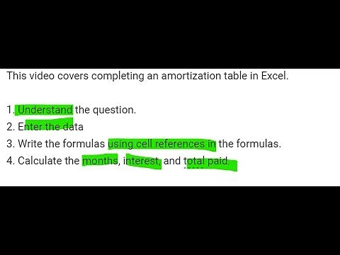 How to Create an Amortization Table in Excel (Second Version)