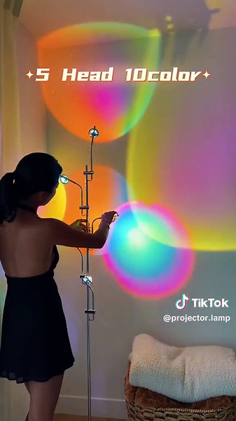 Unique Sunset Lamp Projector - 5-Head Multi-Head Modern Corner Lamp with Halo Effect ##lamp #light #foryou #lights #sunset #ledlights#floorlampp