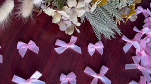 HFKPJRT 300Pcs Mini Pink Bows - 1.5" Mini Bows for Crafts, Mini Satin Bows for Gift Wrapping, Mini Ribbon Bows for DIY, Baby Shower, Birthday Party, Wedding Decorations, Christmas Bows for Present
