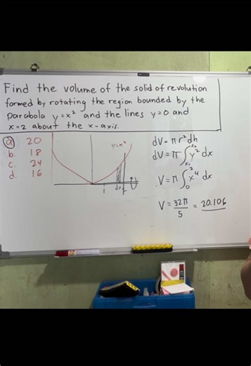 Volume of Solid of Revolution from Parabola