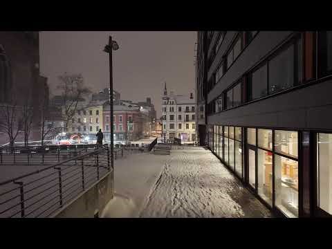 🔴 Oslo Nightlife WINTER SNOW STORM Walk ❄️🇳🇴 Frozen Norway 4K Night Tour 🇳🇴🇳🇴 🔴 PRE-RECORDED SLOW TV