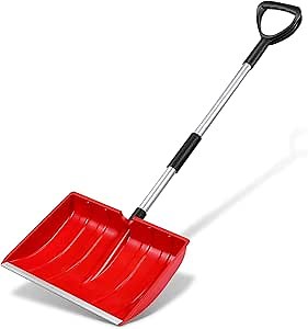 Large Portable Snow Shovel for Driveway: Lightweight Snowmobile Shovel with Aluminum Handle Wide Snow Removal